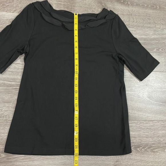 NWT Talbots Black Short Sleeve Top with Ribbon Neck Detail S - Picture 13 of 15